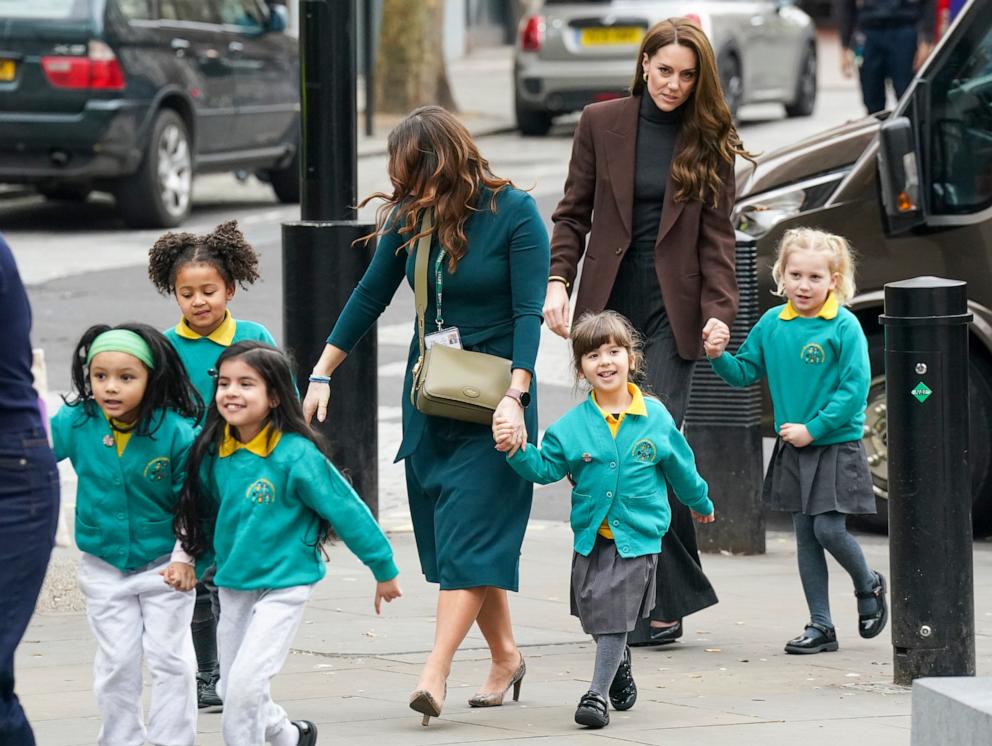 PHOTO: Catherine, Princess of Wales joins a group of four and five-year-old school children at The National Portrait Gallery, on Feb. 4, 2025, in London.