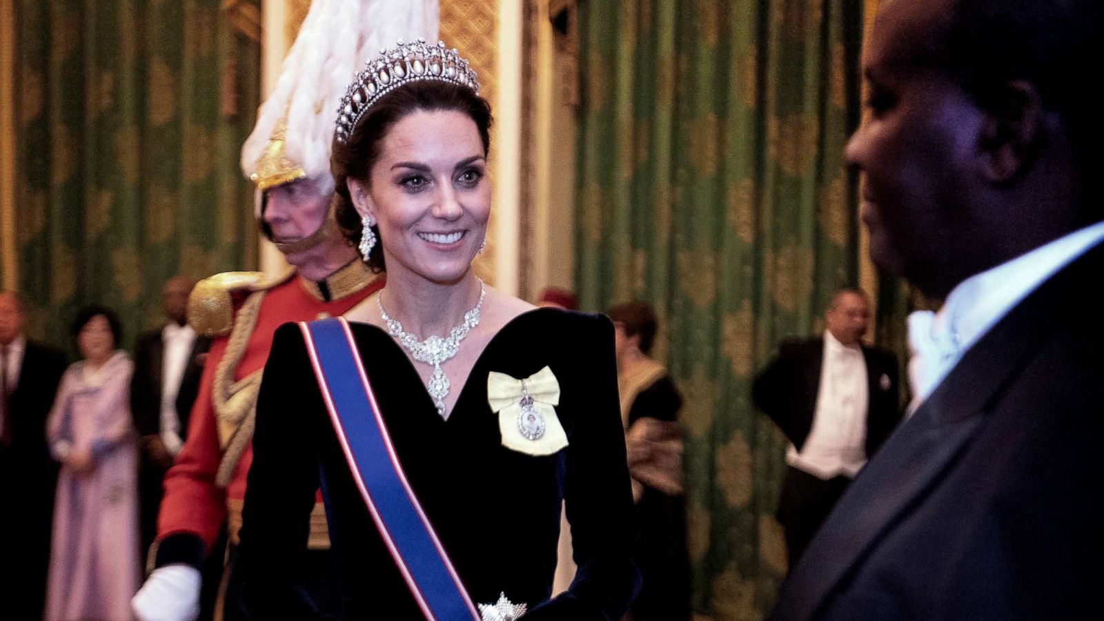 PHOTO: Catherine, Duchess of Cambridge talks to guests at an evening reception for members of the Diplomatic Corps at Buckingham Palace on Dec. 11, 2019 in London.