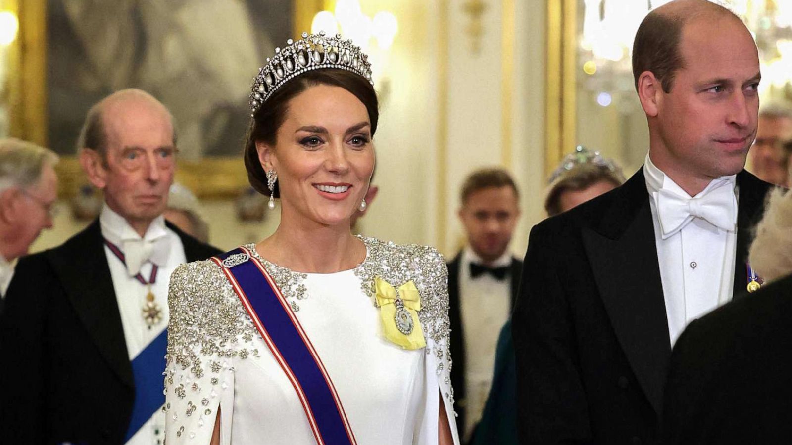 PHOTO: Catherine, Princess of Wales and Prince William, Prince of Wales, attend the State Banquet at Buckingham Palace, Nov. 22, 2022, in London.