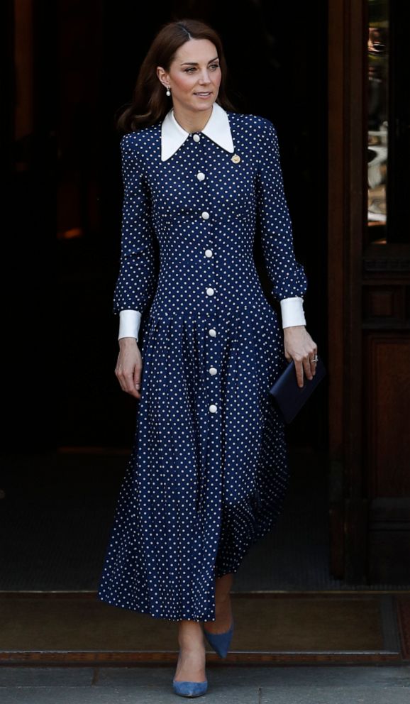 PHOTO: Catherine, Duchess of Cambridge, leaves after visiting the D-Day exhibition at Bletchley Park, May 14, 2019, in Bletchley, Britain. 