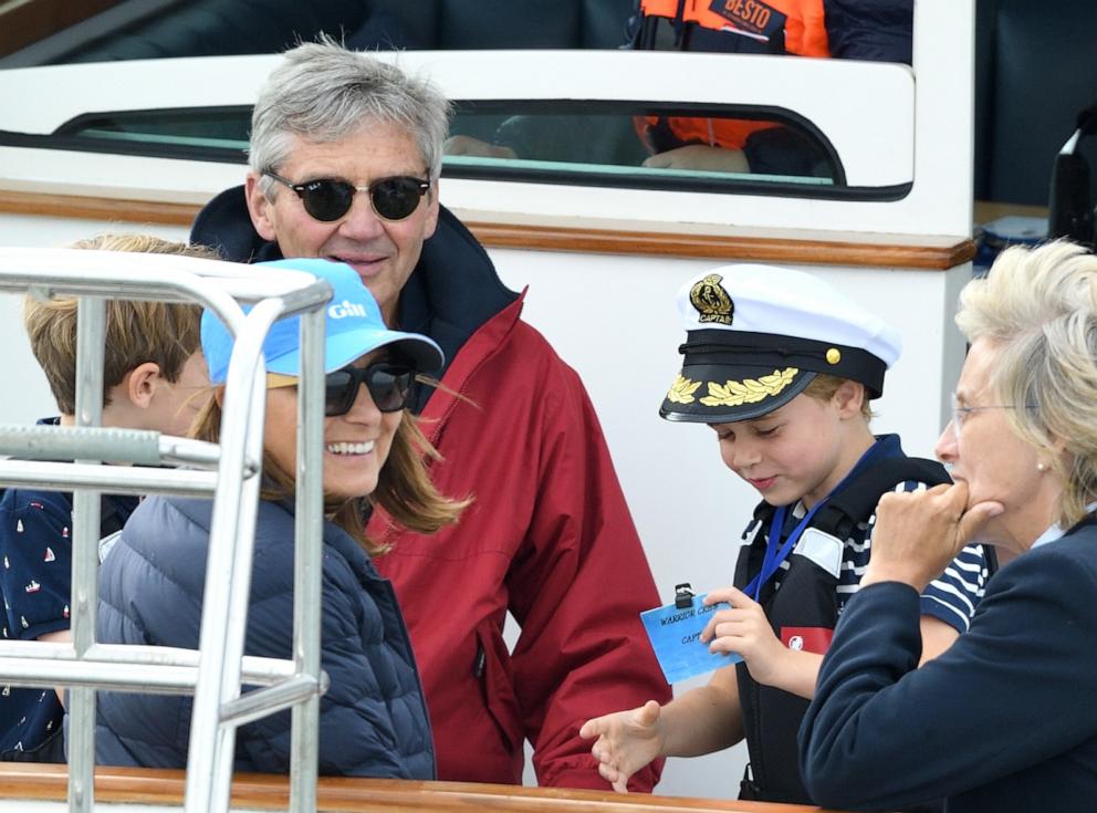 PHOTO: Michael Middleton, Carole Middleton and Prince George attend the King's Cup Regatta, Aug. 8, 2019, in Cowes, England. 