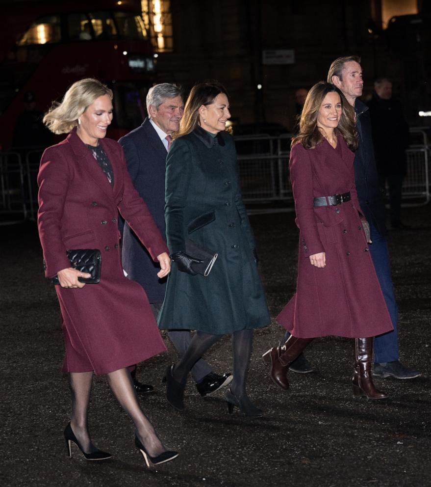 PHOTO: Zara Phillips, Michael Middleton, Carole Middleton, Pippa Middleton, James Matthews attend the 'Together at Christmas' Carol Service at Westminster Abbey, Dec. 15, 2022, in London.