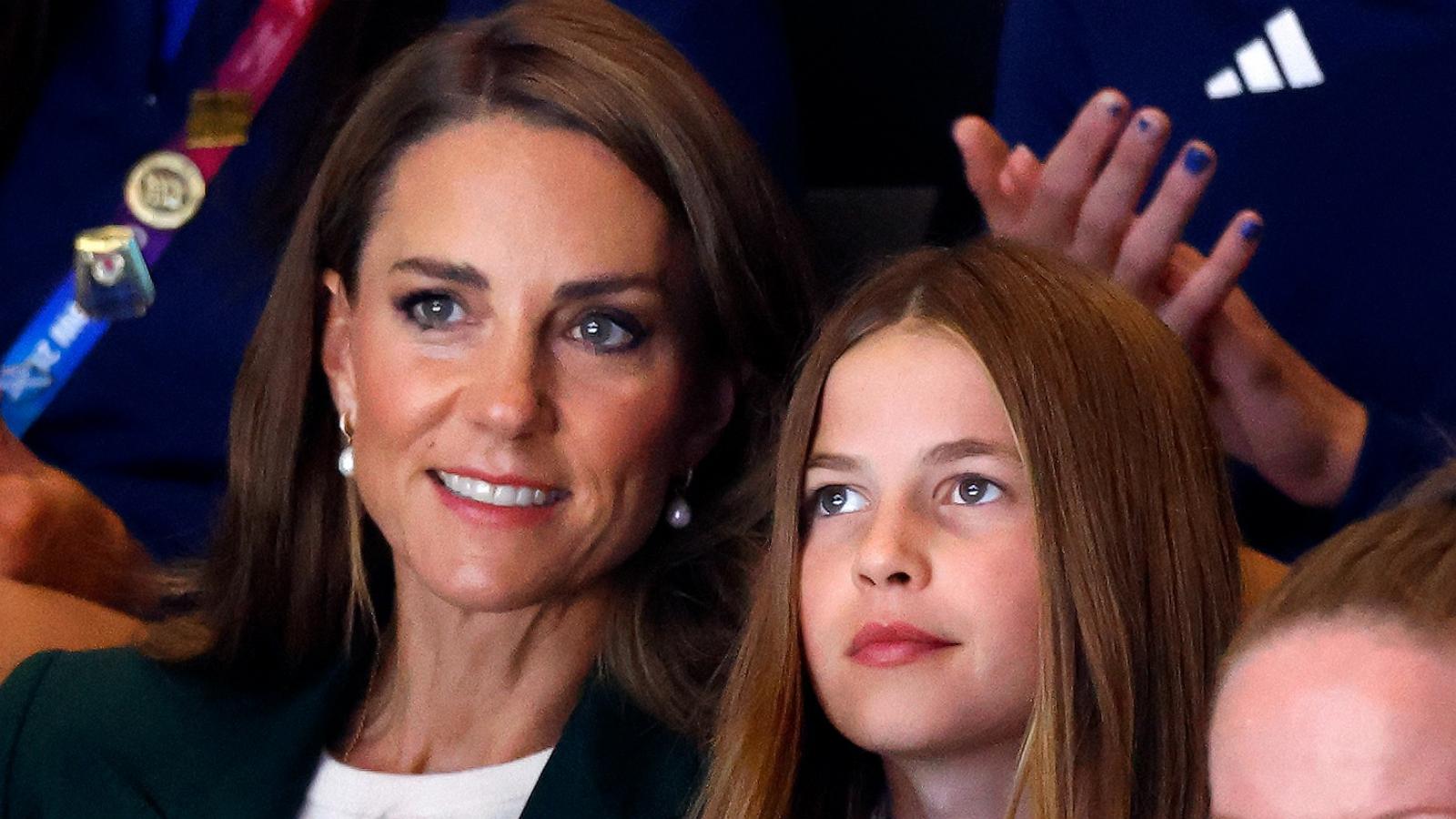 PHOTO: Catherine, Princess of Wales and Princess Charlotte of Wales watch the netball semi-final match between Team Australia and Team Jamaica during the Glasgow 2026 Commonwealth Games, August 1, 2026 in Glasgow, Scotland.