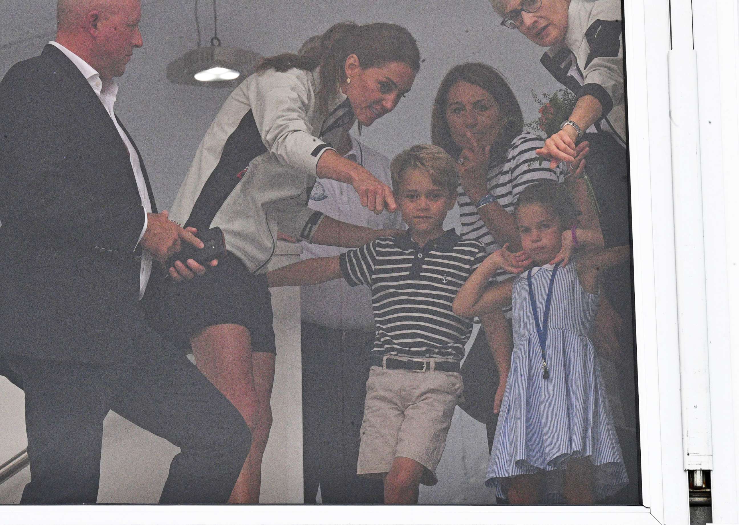 PHOTO: Catherine Duchess of Cambridge, Prince George and Princess Charlotte
at the King's Cup Sailing Regatta, Cowes, Isle of Wight, August 8, 2019.