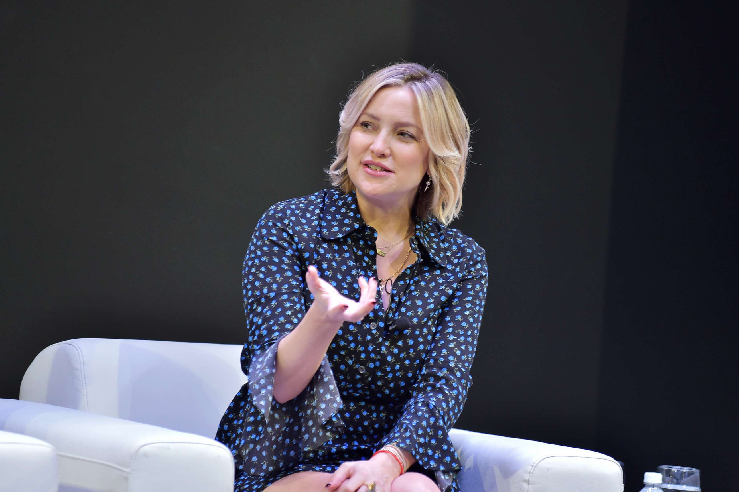 PHOTO: Kate Hudson speaks onstage during In Conversation with Michael Kors, Kate Hudson and The World Food Program at UCLA, Nov. 7, 2018, in Los Angeles.