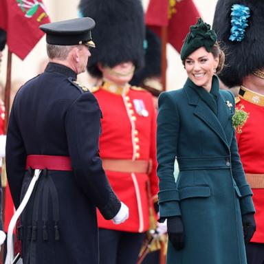 PHOTO: Catherine, Princess of Wales during the 2025 Irish Guards' St. Patrick's Day Parade at Wellington Barracks on March 17, 2025 in London, England.