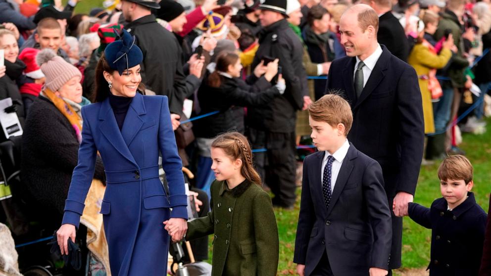 PHOTO: The royals attend the Christmas day service at St Mary Magdalene Church in Sandringham in Norfolk, England, Dec. 25, 2023. 