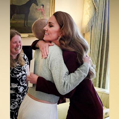 PHOTO: The Princess of Wales hugged a young fellow cancer sufferer after she was invited to Windsor Castle to take pictures by Prince William.