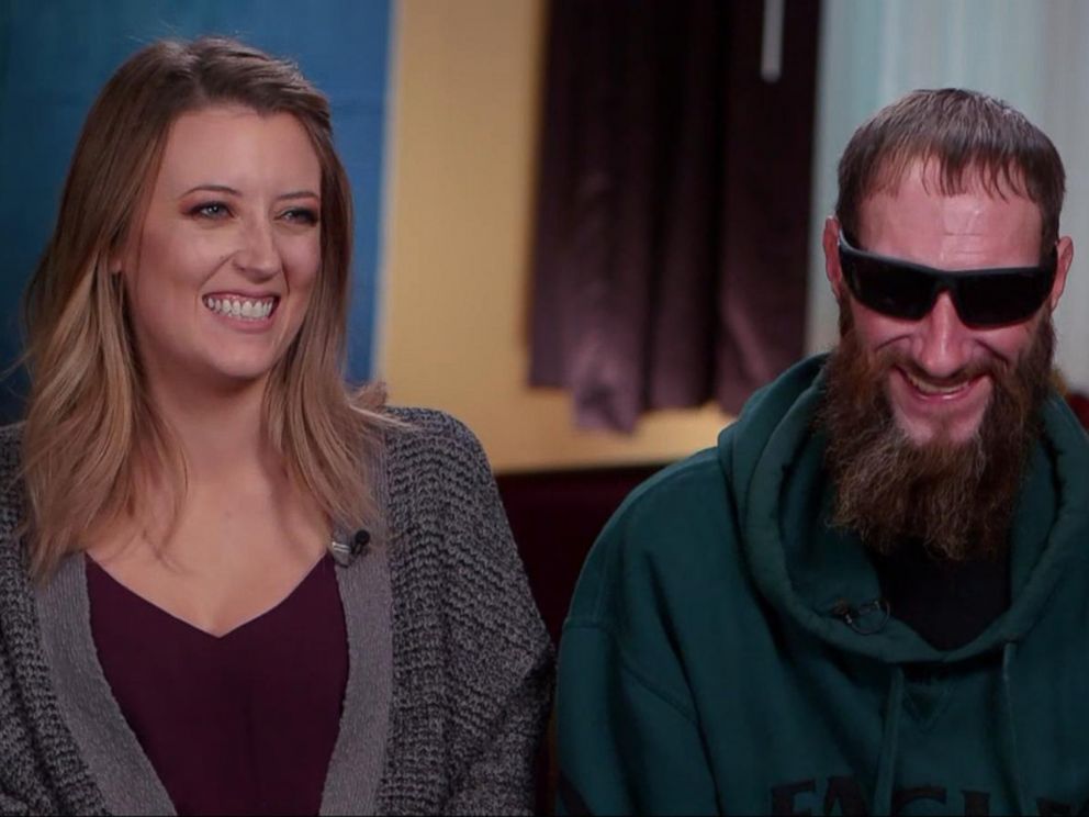 PHOTO: Kate McClure and Johnny Bobbitt reunite for the first time on TV after Bobbitt helped McClure when her car broke down two months ago on I-95 exit ramp in Philadelphia.