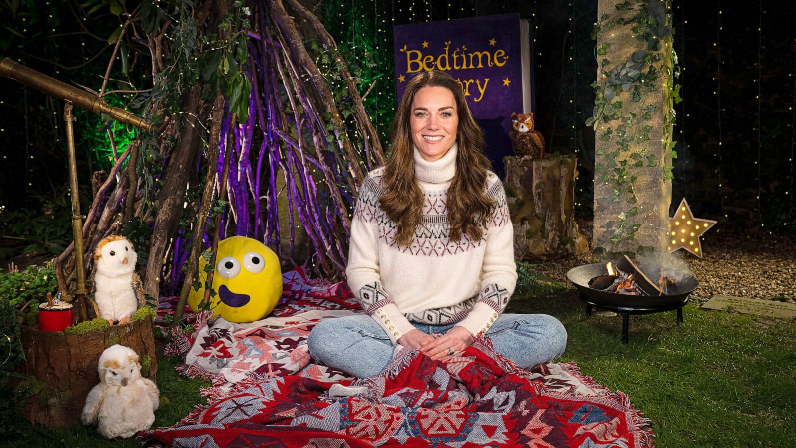 PHOTO:Catherine, Duchess of Cambridge poses to highlight her reading a CBeebies Bedtime Story to mark Children's Mental Health Week (7th-13th February) in this undated handout photo released on Febr. 7, 2022 and provided by Kensington Palace.