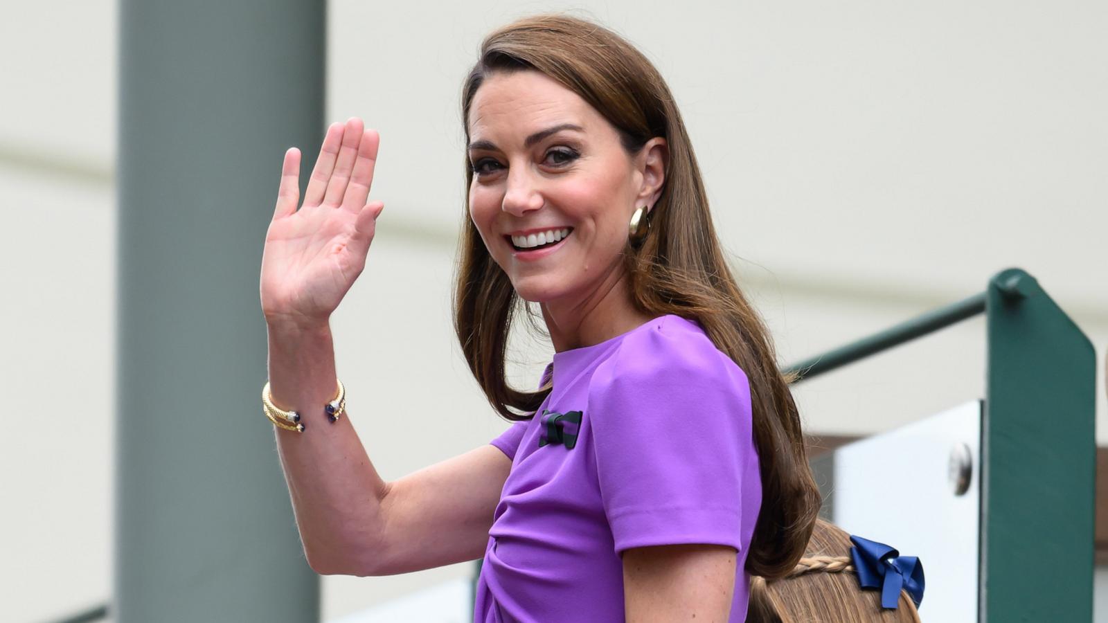 PHOTO: Catherine, Princess of Wales attends day fourteen of the Wimbledon Tennis Championships at the All England Lawn Tennis and Croquet Club on July 14, 2024 in London.