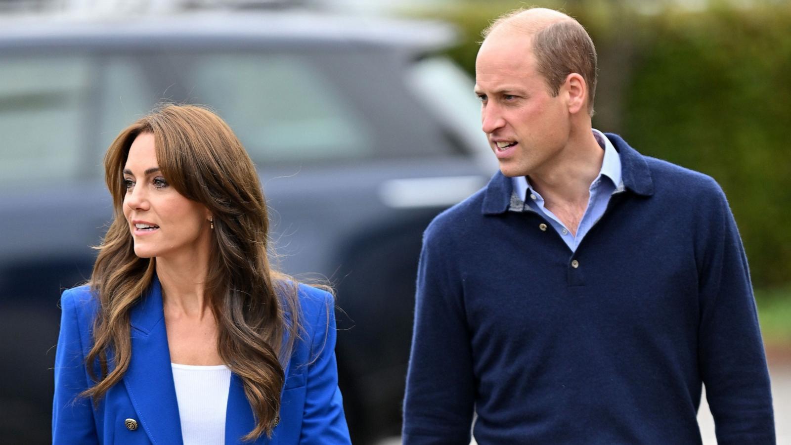 PHOTO: Prince William, Prince of Wales and Catherine, Princess of Wales arrive for their visit to SportsAid at Bisham Abbey National Sports Centre to mark World Mental Health Day on Oct. 12, 2023 in Marlow, England.