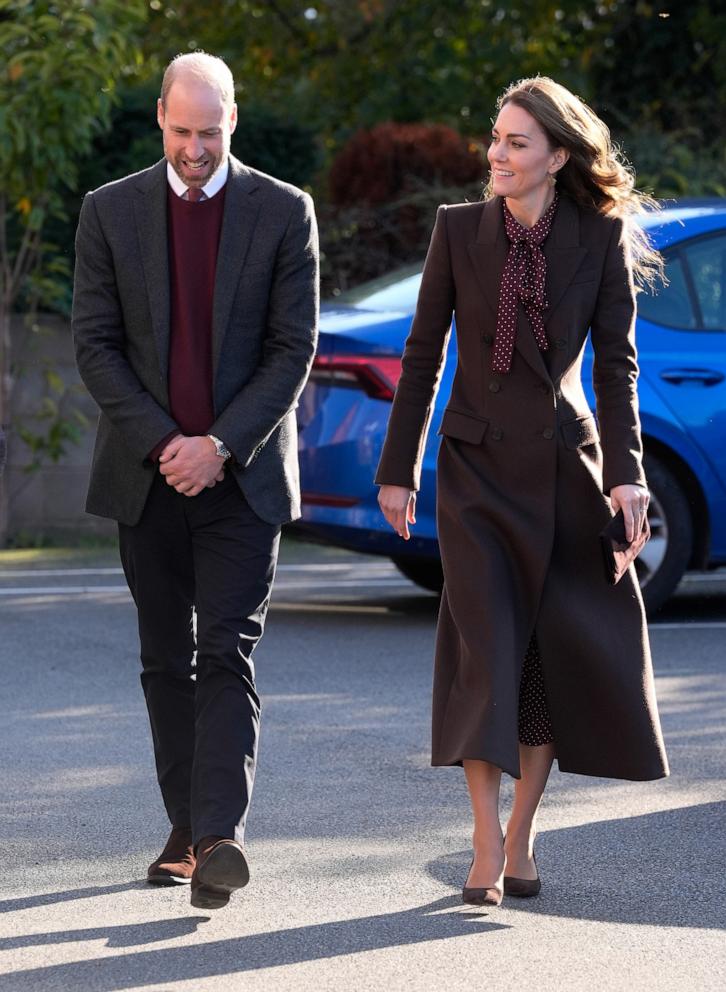 PHOTO: Prince William, Prince of Wales and Catherine, Princess of Wales arrive for a visit to Southport Community Centre on Oct. 10, 2024 in Southport, England.