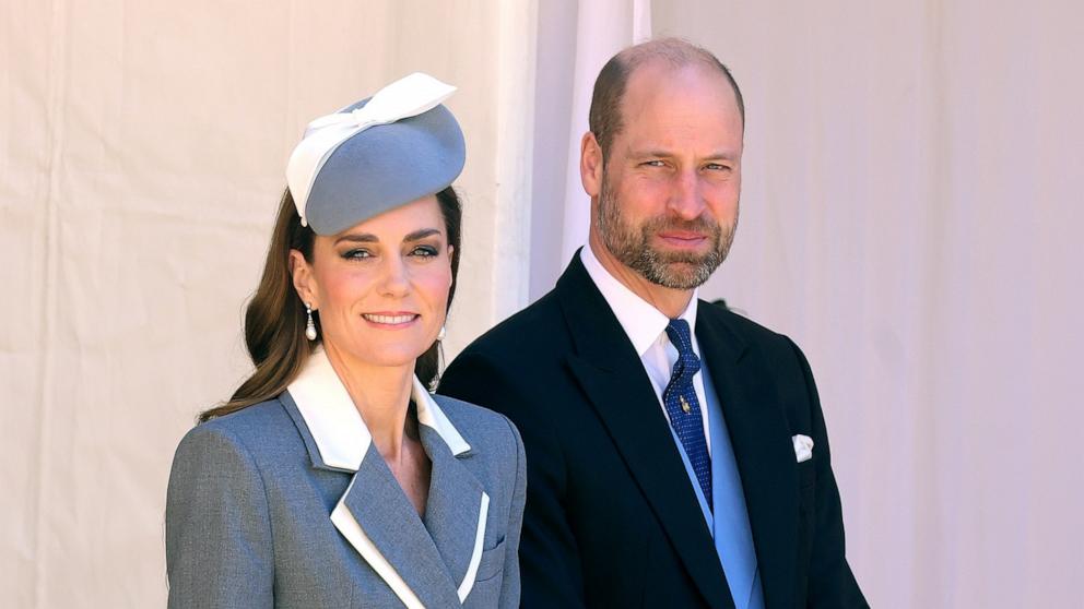 PHOTO: Prince William, Prince of Wales and Catherine, Princess of Wales during the Ceremonial Welcome and Inspection of the Guard of Honour at Windsor Castle on March 18, 2026 in Windsor, England.