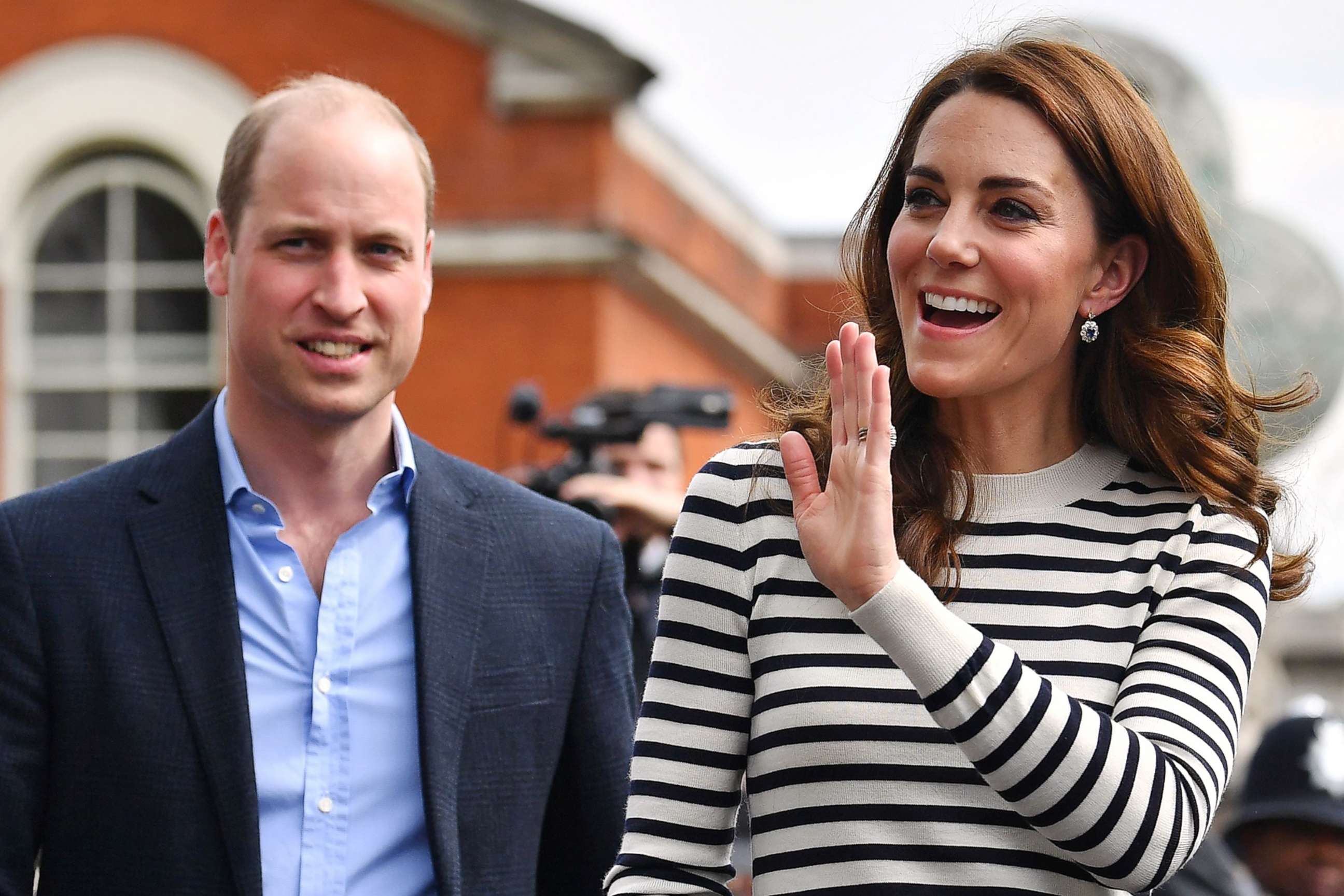 PHOTO:Britain's Prince William, Duke of Cambridge and Britain's Catherine, Duchess of Cambridge wave as they leave after attending the launch of the King's Cup Regatta, at the Cutty Sark in Greenwich, south east London, May 7, 2019.