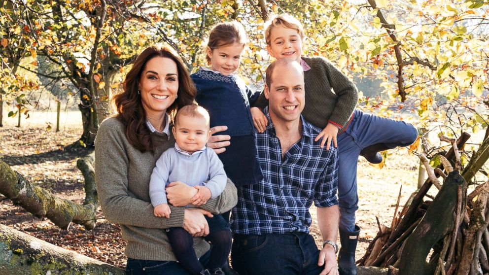 PHOTO: Britain's Prince William, the Duchess of Cambridge, with their three children, at Anmer Hall in Norfolk in 2018.