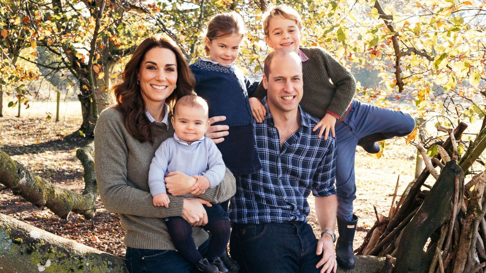 PHOTO: Britain's Prince William, the Duchess of Cambridge, with their three children, at Anmer Hall in Norfolk in 2018.