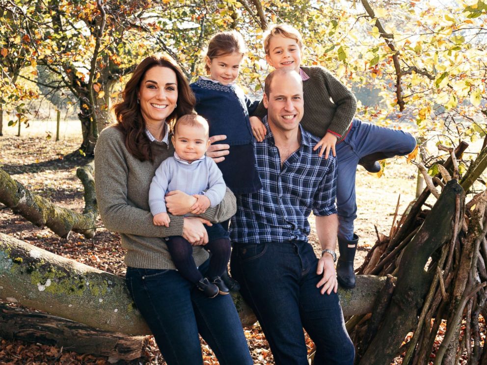 PHOTO: Britain's Prince William, the Duchess of Cambridge, with their three children, at Anmer Hall in Norfolk in 2018.