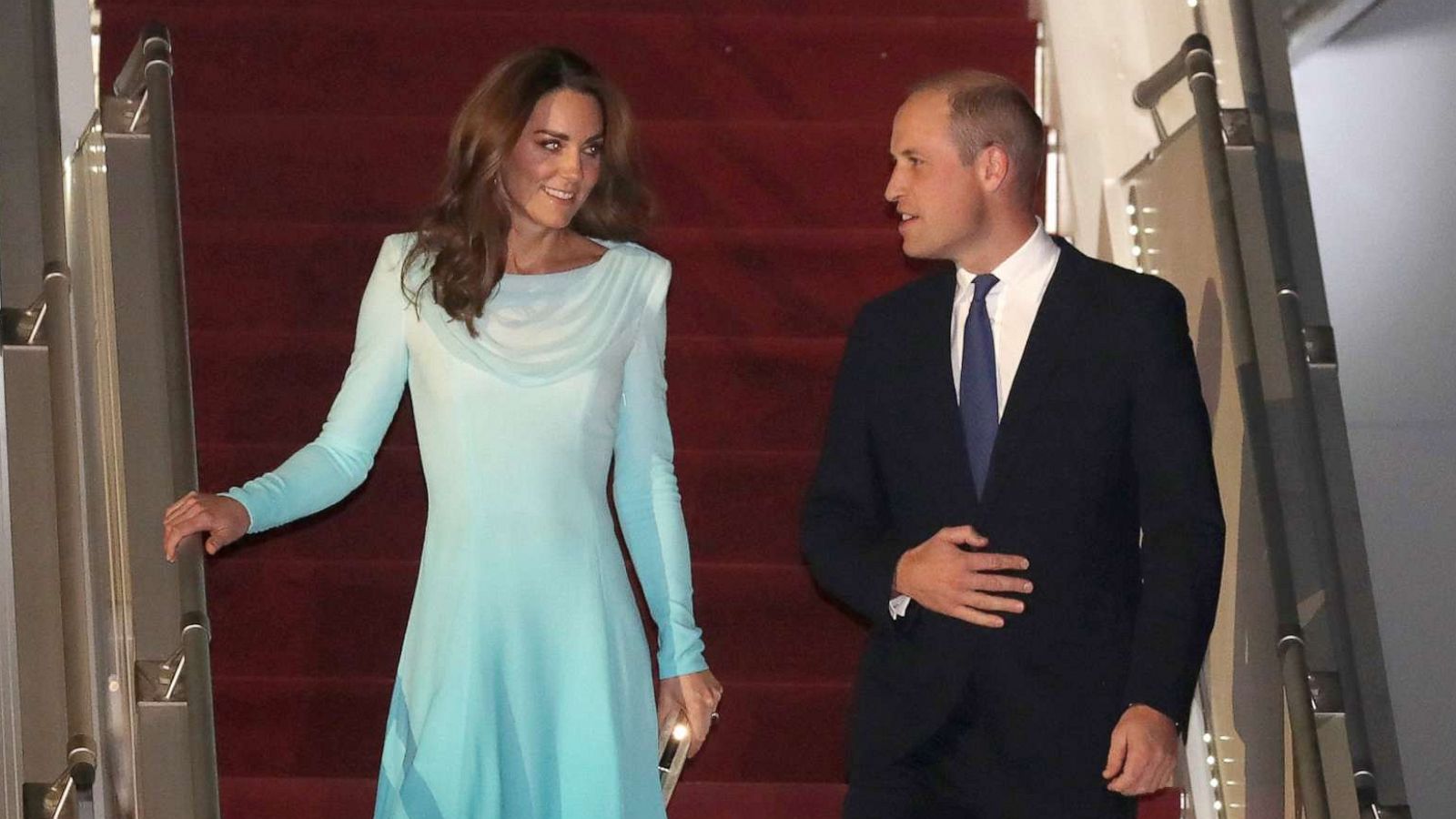 PHOTO: Catherine, Duchess of Cambridge and Prince William, Duke of Cambridge arrive in Pakistan, Oct. 14, 2019, to begin their royal tour.