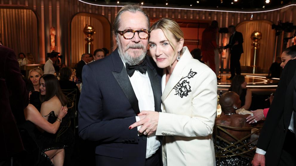 PHOTO: Kate Winslet and Gary Oldman attend the 82nd Annual Golden Globe Awards, Jan. 5, 2025, in Beverly Hills, Calif.