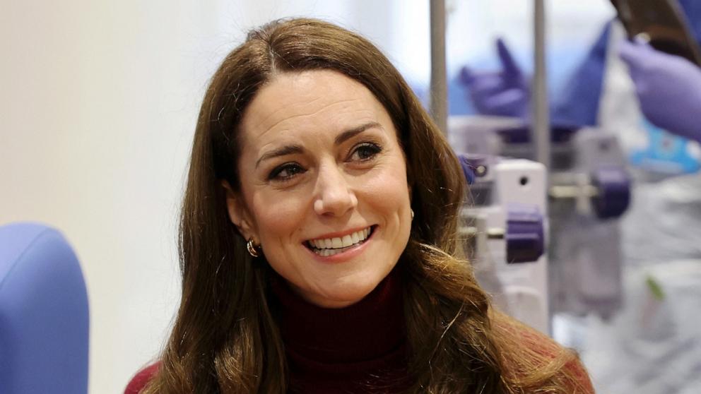 PHOTO: Catherine, Princess of Wales visits The Royal Marsden Hospital on Jan. 14, 2025 in London.