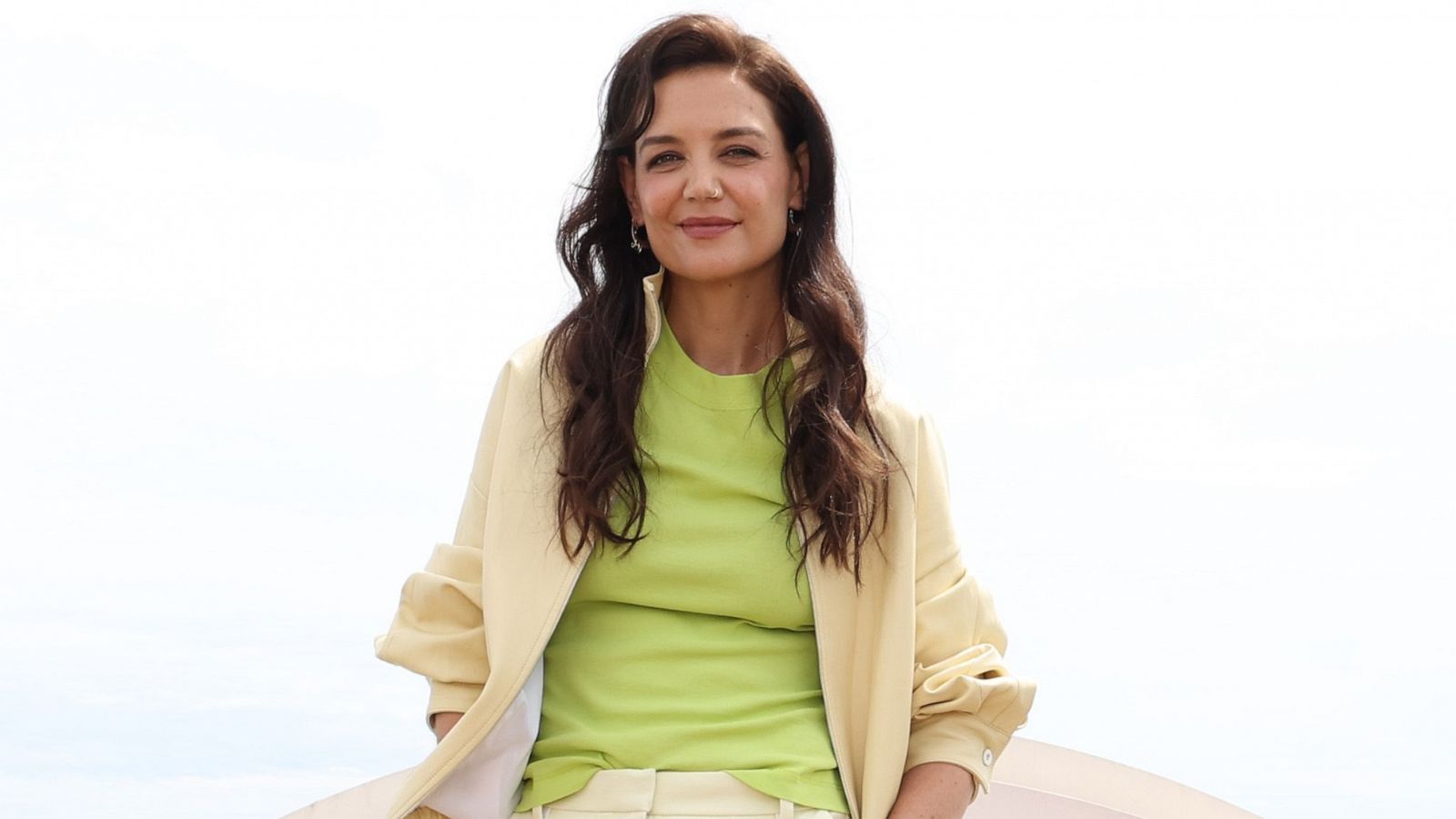 PHOTO: Katie Holmes poses for a portrait session after Kering Talks Women In Motion, May 18, 2023 in Cannes, France.