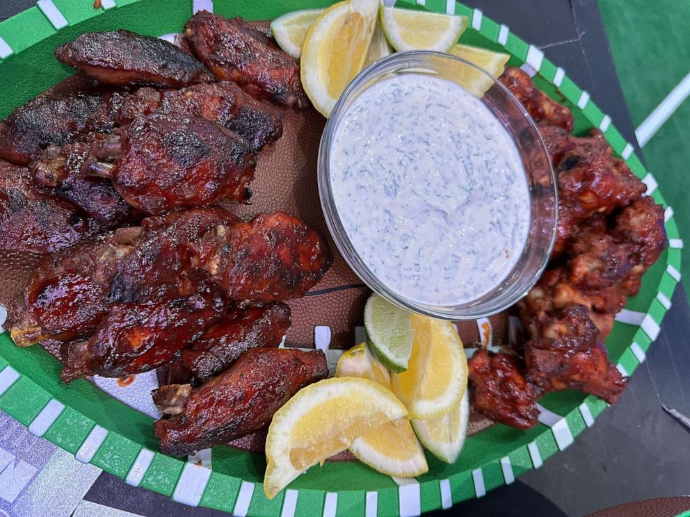 PHOTO: A plate of homemade Kansas City-style wings with ultimate ranch dipping sauce.