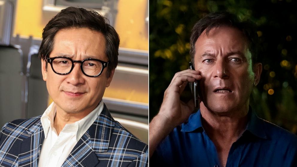 PHOTO: In this split image, Ke Huy Quan attends the world premiere of Netflix's "The Electric State" at The Egyptian Theatre Hollywood on Feb. 24, 2025 in Los Angeles, and Jason Isaacs appears in this image from "The White Lotus."