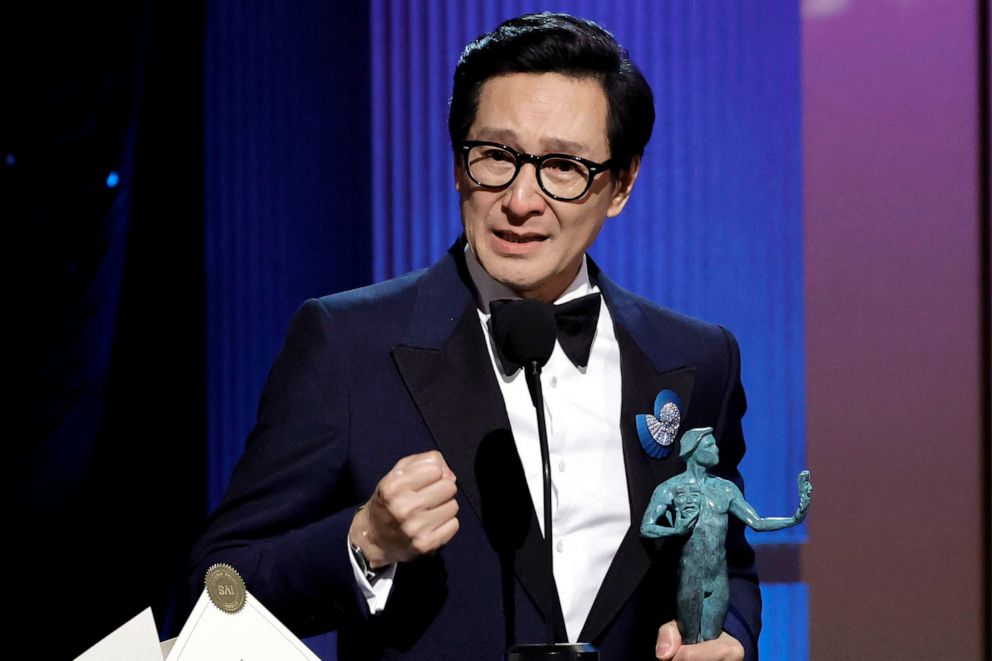 PHOTO: Ke Huy Quan accepts the Outstanding Performance by a Male Actor in a Supporting Role award for "Everything Everywhere All at Once" during the 29th Annual Screen Actors Guild Awards at Fairmont Century Plaza, Feb. 26, 2023 in Los Angeles, Calif.