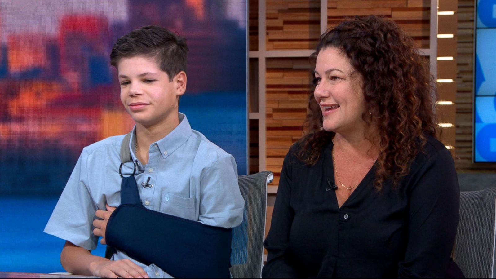 PHOTO: Keane Webre-Hayes and his mother Ellie Hayes speak to "Good Morning America," Nov. 8, 2018, about the teen's harrowing encounter with a great white shark.