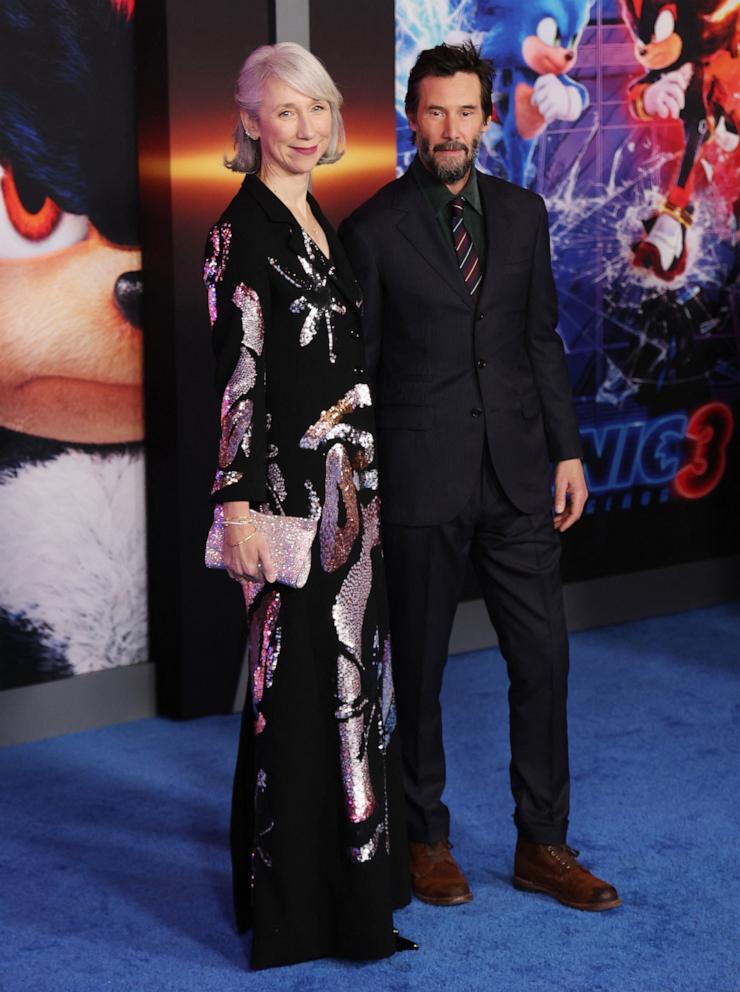 PHOTO: Alexandra Grant, left, and Keanu Reeves arrive for the premiere of "Sonic The Hedgehog 3" at the TCL Chinese Theatre, Dec. 16, 2024, in Hollywood, Calif.