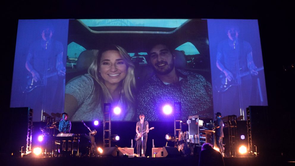 PHOTO: Keith Urban performs a concert for first responders at a drive-in theater outside Nashville on May 14, 2020.