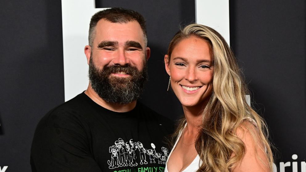 PHOTO: Jason Kelce and Kylie Kelce attend Thursday Night Football Presents The World Premiere of "Kelce," Sept. 8, 2023, in Philadelphia.