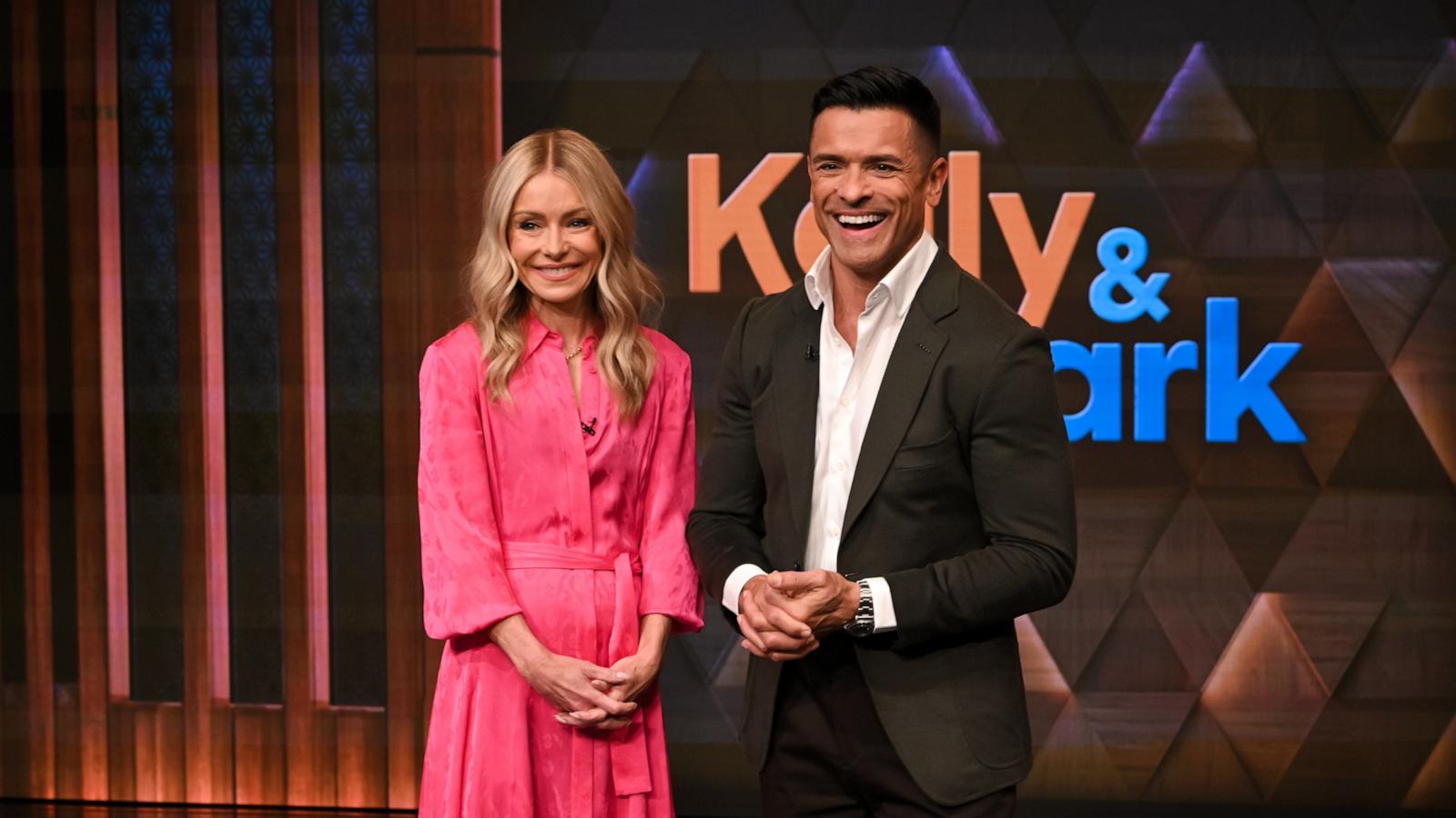 PHOTO: Kelly Ripa and Mark Consuelos co-host "Live with Kelly and Mark" for the last time at 7 Lincoln Square, featuring special guest Anderson Cooper, April 1, 2025.