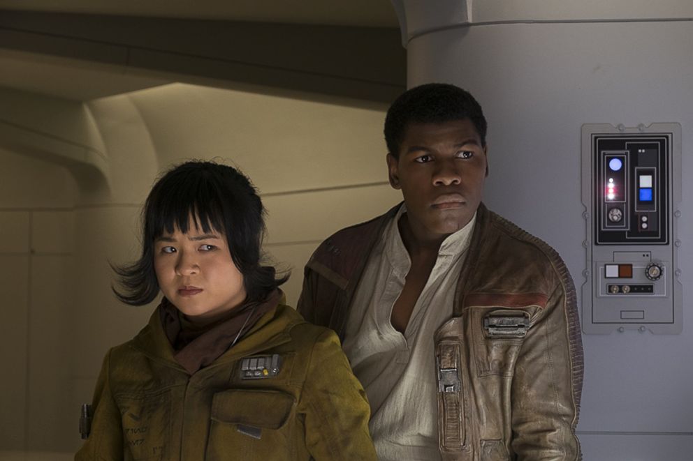 PHOTO:Kelly Marie Tran and John Boyega appear in a scene from "Star Wars: The Last Jedi."