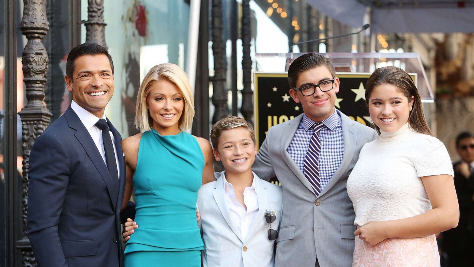 PHOTO: In this October 12, 2015, file photo, Kelly Ripa and Mark Consuelos pose with their children at the ceremony honoring Kelly Ripa with a Star on The Hollywood Walk of Fame held in Hollywood.