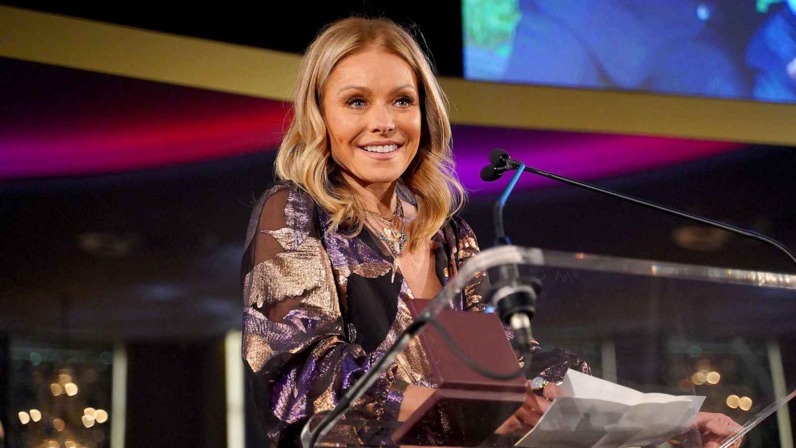 PHOTO: Kelly Ripa speaks at the Rainbow Room on March 3, 2020 in New York City.