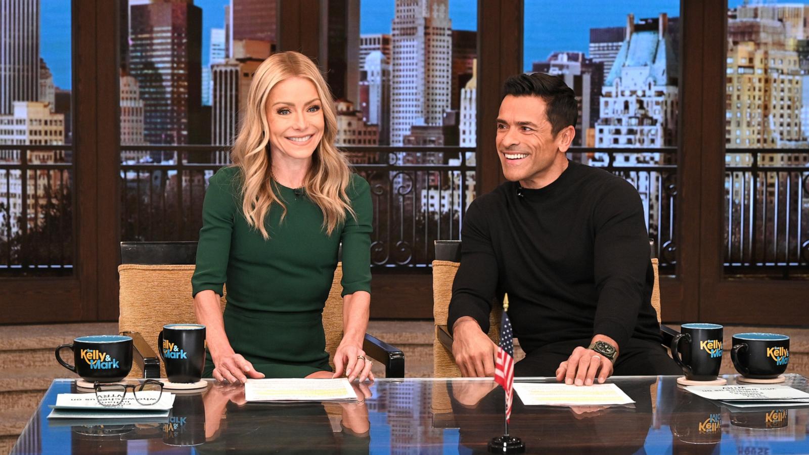 PHOTO: Kelly Ripa and Mark Consuelos are shown on the set of their show "Live with Kelly and Mark."