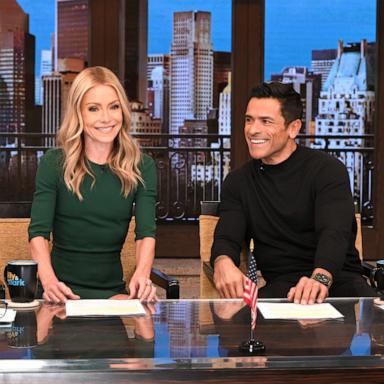 PHOTO: Kelly Ripa and Mark Consuelos are shown on the set of their show "Live with Kelly and Mark."