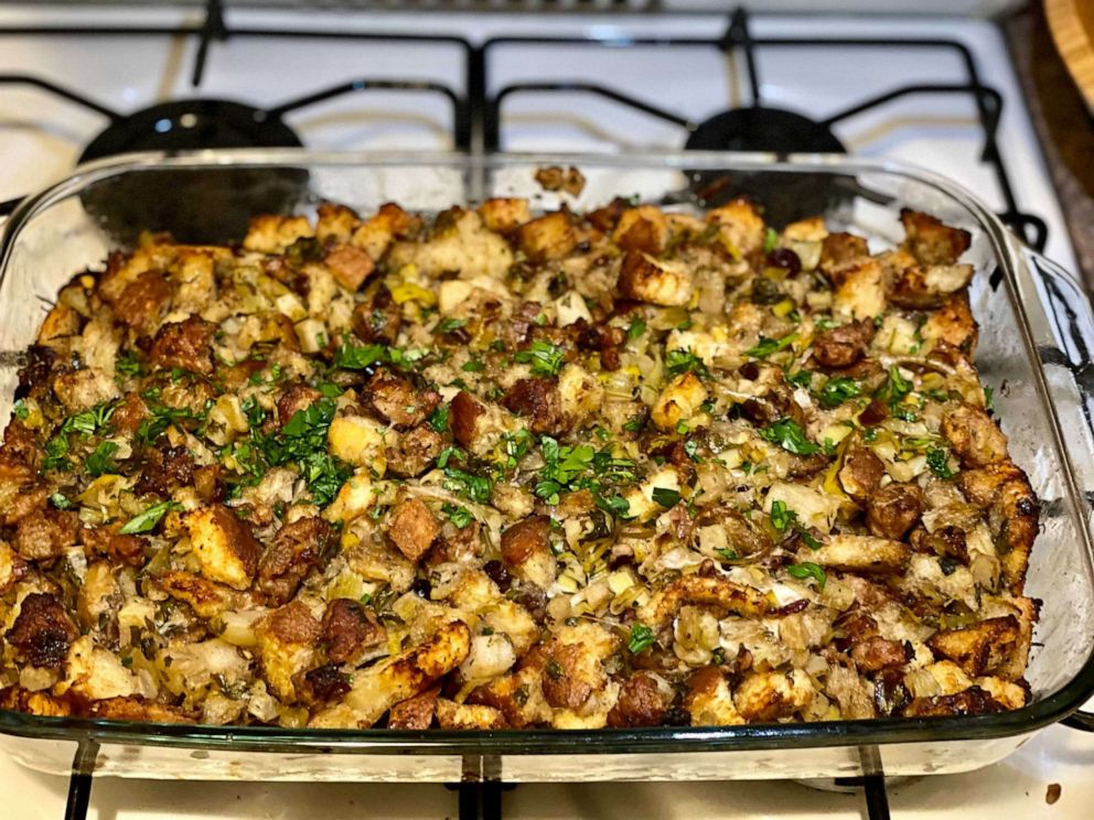PHOTO: Kelly McCarthy recreated her mom Lori McCarthy's stuffing recipe for Thanksgiving to have a taste of home.