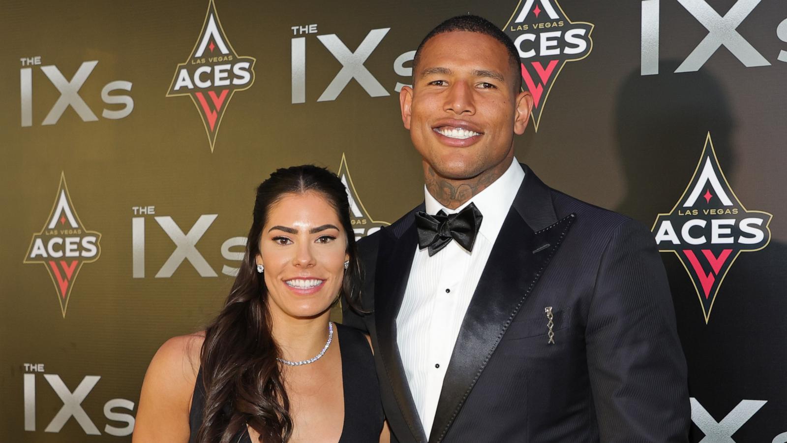 PHOTO: WNBA player Kelsey Plum of the Las Vegas Aces and tight end Darren Waller of the Las Vegas Raiders attend the inaugural IX Awards at Allegiant Stadium on June 17, 2022 in Las Vegas.