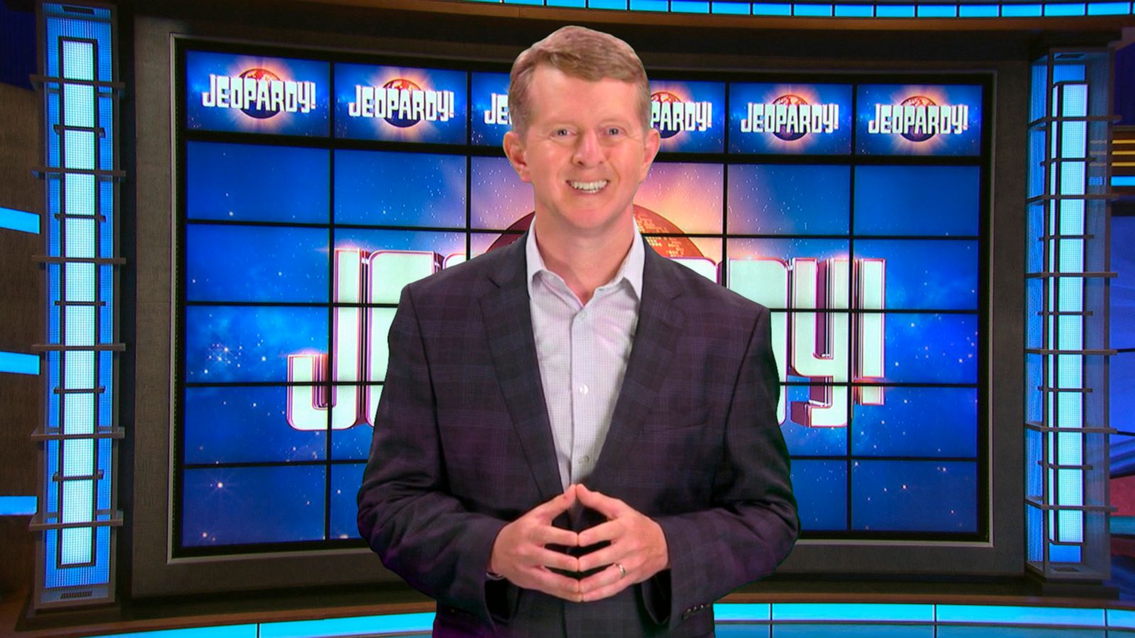 PHOTO: This image released by JEOPARDY! shows Ken Jennings, a 74-time champion the the set of the popular quiz show.