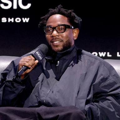 PHOTO: Kendrick Lamar speaks during the Super Bowl LVIX Pregame & Apple Music Super Bowl LVIX Halftime Show Press Conference at Ernest N. Morial Convention Center, Feb. 6, 2025, in New Orleans.