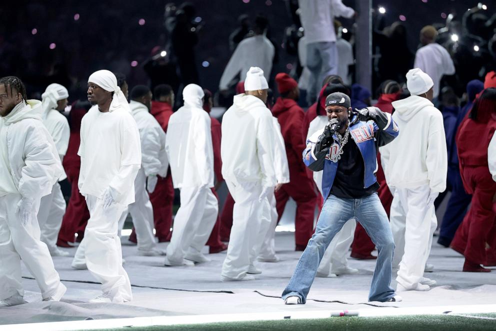 PHOTO: Kendrick Lamar performs during the Super Bowl LIX Halftime Show, Feb. 9, 2025 in New Orleans.