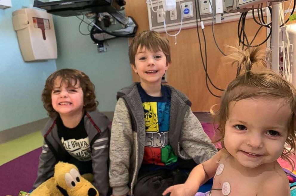 PHOTO: Kenni Shea Xydias poses in an undated file photo with her brothers, Jackson, 5 and Cason, 4, at CHOA Scottish Rite hospital in Atlanta.