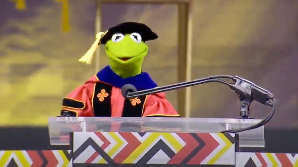 PHOTO: Kermit the Frog delivered the commencement address to the Class of 2025 at the University of Maryland in College Park on May 22, 2025.