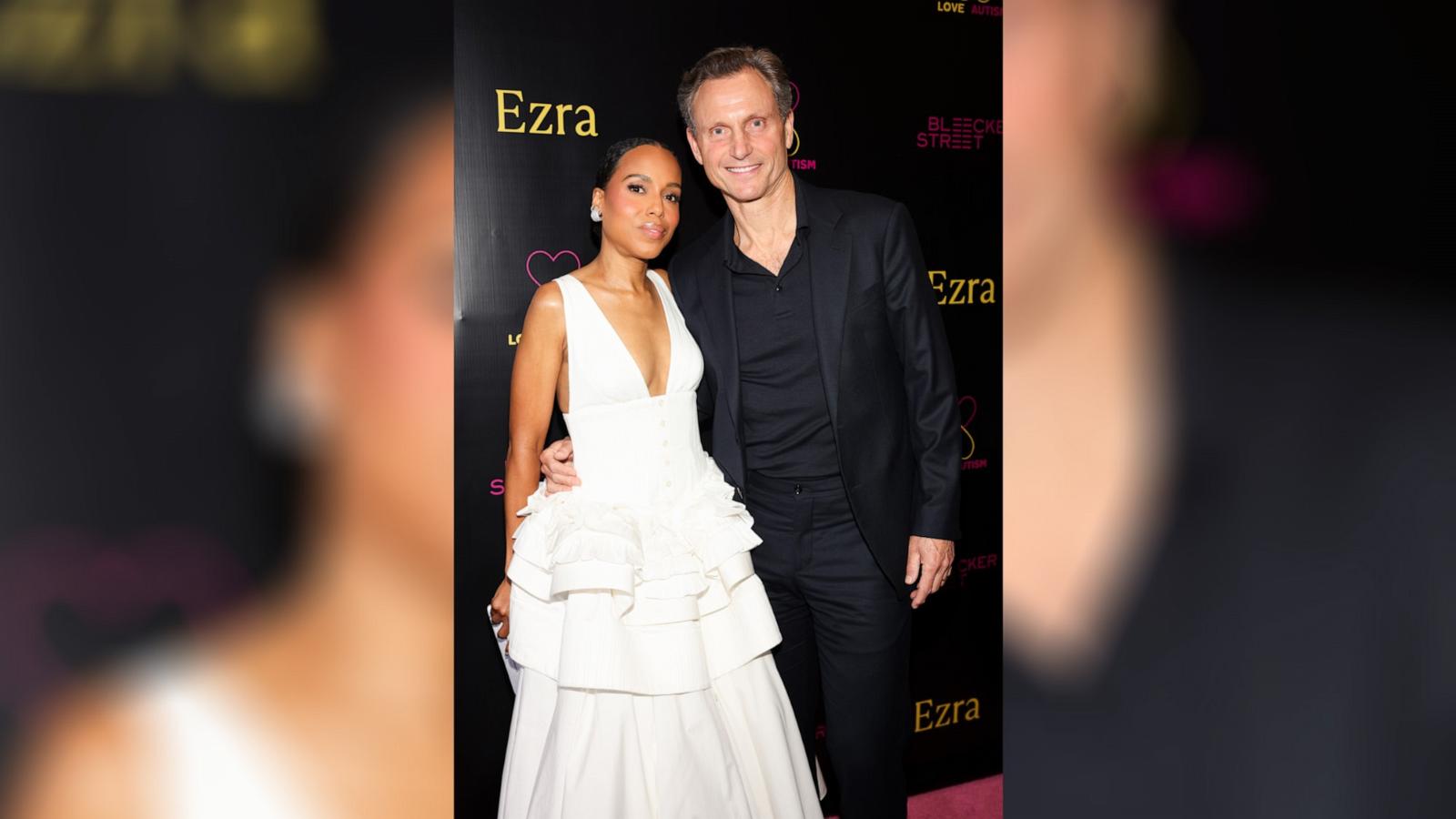 PHOTO: Kerry Washington, left, and Tony Goldwyn attend an evening with EZRA: A storytelling and screening event of Bleecker Street's "EZRA" at Writers Guild Theater, May 21, 2024, in Beverly Hills, Calif.