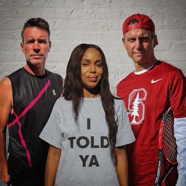 PHOTO: In a photo shared to her Instagram, Kerry Washington, center, poses with Scott Foley, left, and Tony Goldwyn in their "Challengers" costumes.