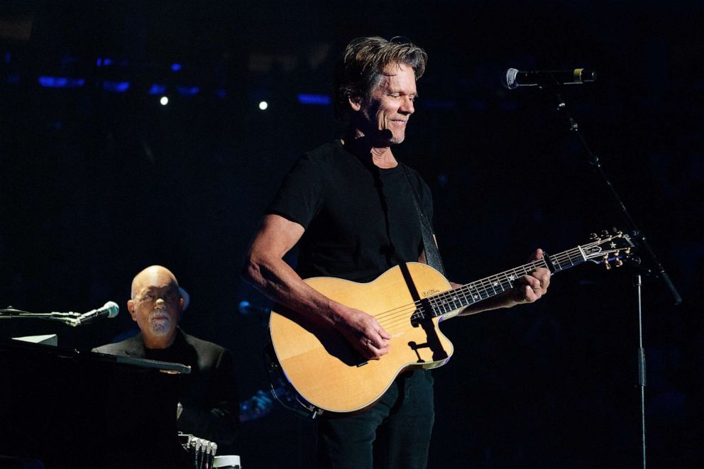 PHOTO: Special guest Kevin Bacon performs with Billy Joel at Madison Square Garden, Aug. 29, 2023, in New York.