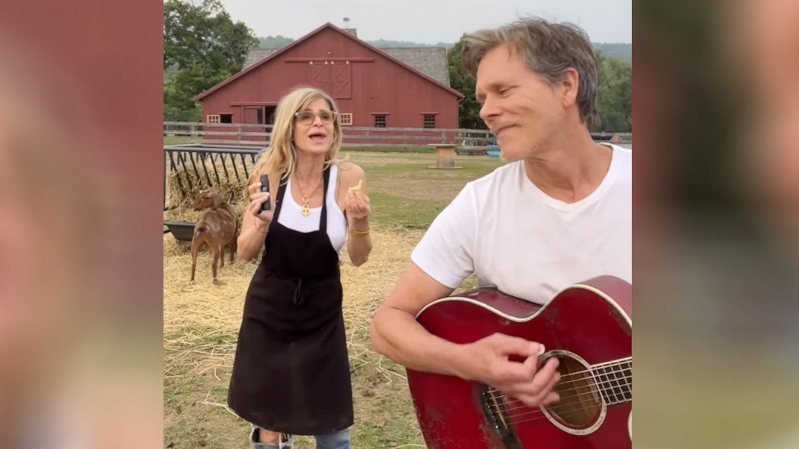 PHOTO: In a video shared to his Instagram account, Kevin Bacon and his wife Kyra Sedgwick are seen singing "Saturday in the Park" by Chicago on their farm.